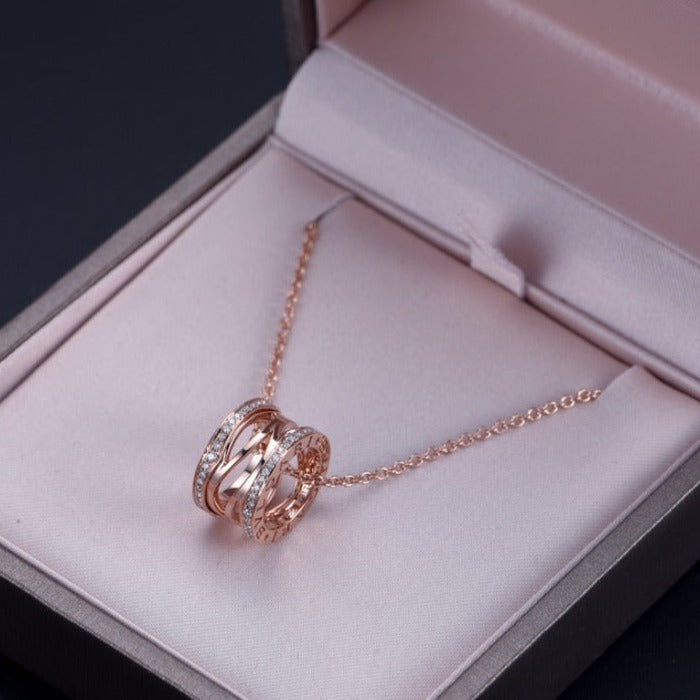 [⭐Hevara Jewelry]ZERO 1 PINK GOLD DIAMOND OPEN NECKLACE