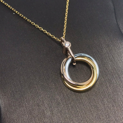 [⭐Hevara Jewelry]TRINITY SILVER GOLD PINK GOLD NECKLACE