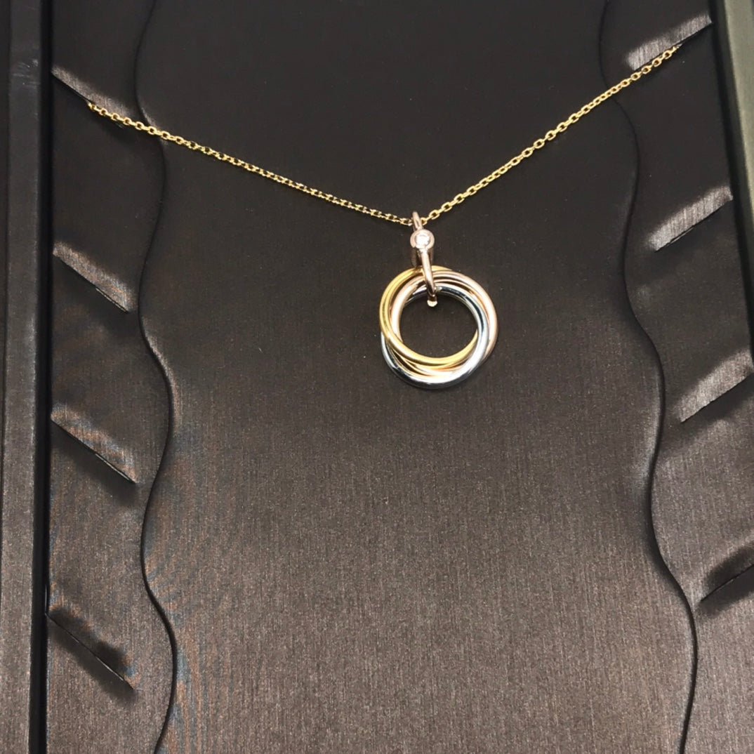 [⭐Hevara Jewelry]TRINITY SILVER GOLD PINK GOLD NECKLACE