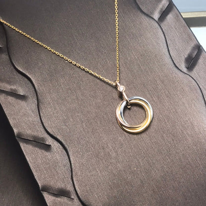 [⭐Hevara Jewelry]TRINITY SILVER GOLD PINK GOLD NECKLACE
