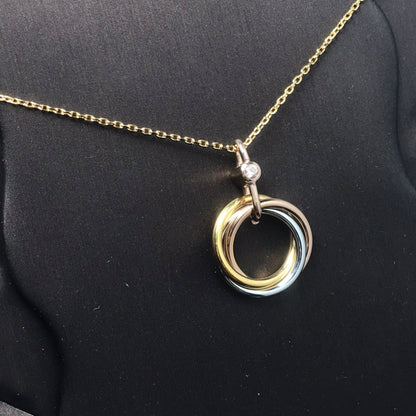 [⭐Hevara Jewelry]TRINITY SILVER GOLD PINK GOLD NECKLACE