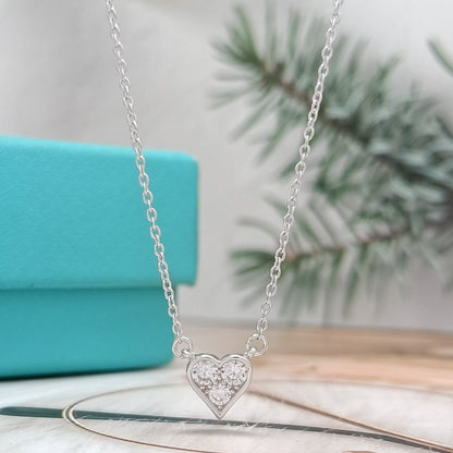[Hevara Jewelry]HEART 3 DIAMONDS PEDANT NECKLACE