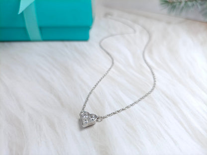 [Hevara Jewelry]HEART 3 DIAMONDS PEDANT NECKLACE