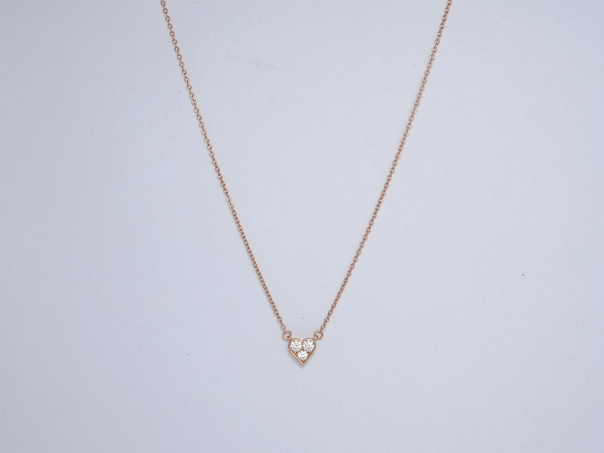 [Hevara Jewelry]HEART 3 DIAMONDS PEDANT NECKLACE