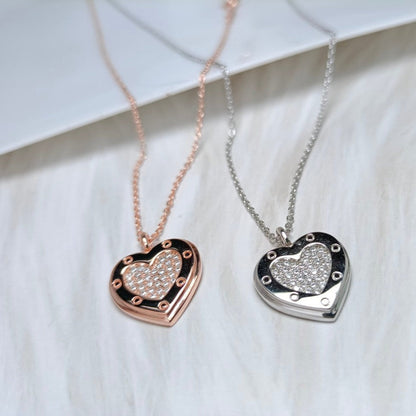 [Hevara Jewelry]HEART DIAMONDS PEDANT NECKLACE