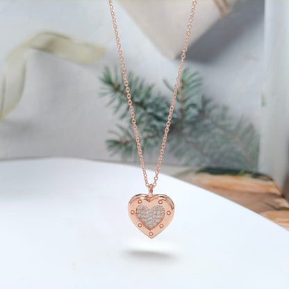 [Hevara Jewelry]HEART DIAMONDS PEDANT NECKLACE