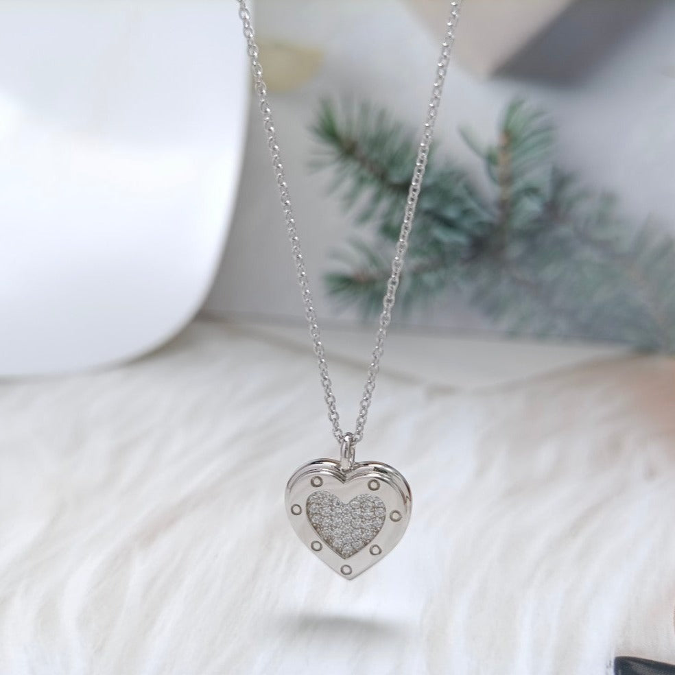 [Hevara Jewelry]HEART DIAMONDS PEDANT NECKLACE