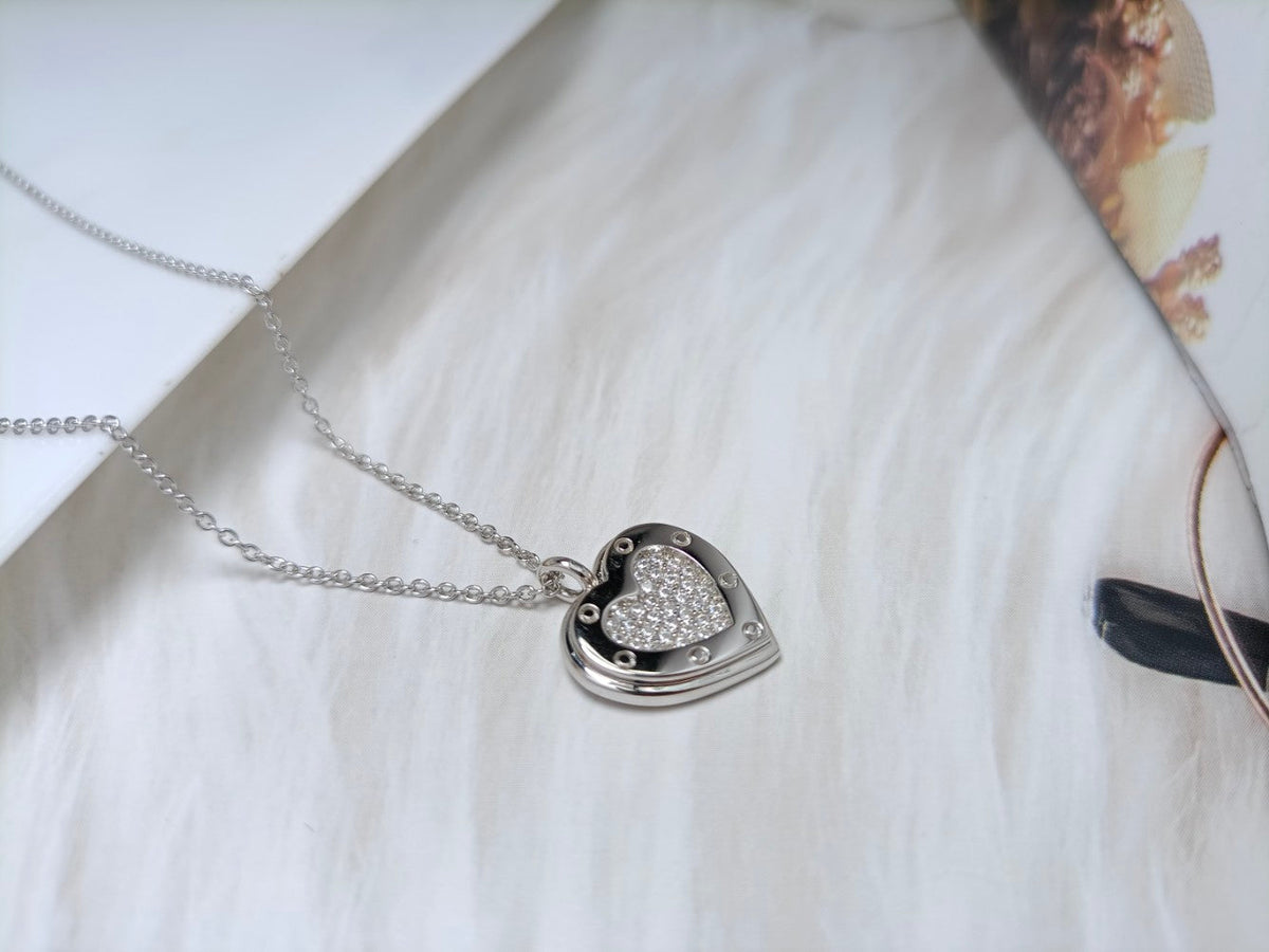[Hevara Jewelry]HEART DIAMONDS PEDANT NECKLACE