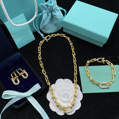 [Hevara Jewelry]HARDWEAR LINK DIAMOND GOLD EARRINGS
