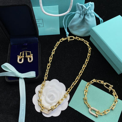 [Hevara Jewelry]HARDWEAR LINK DIAMOND GOLD EARRINGS