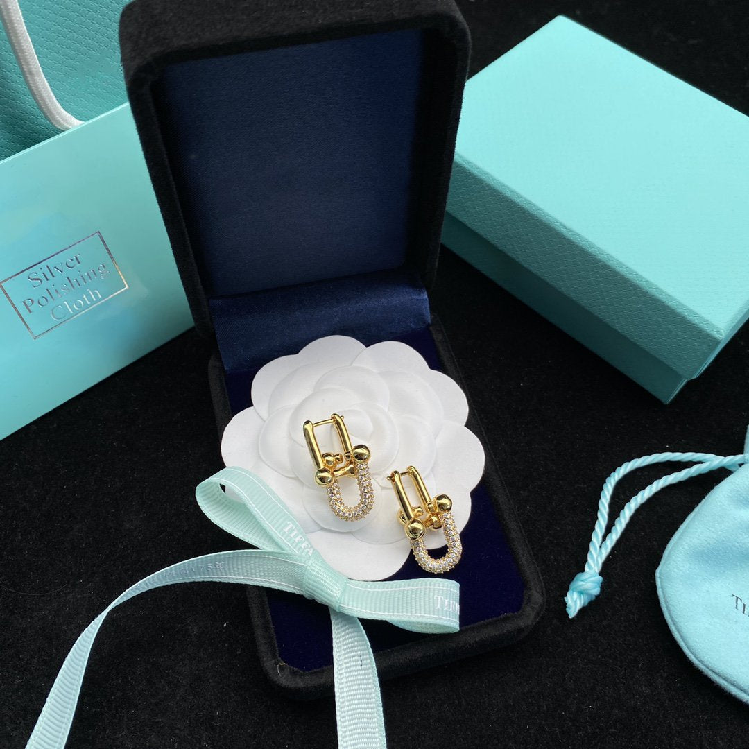 [Hevara Jewelry]HARDWEAR LINK DIAMOND GOLD EARRINGS