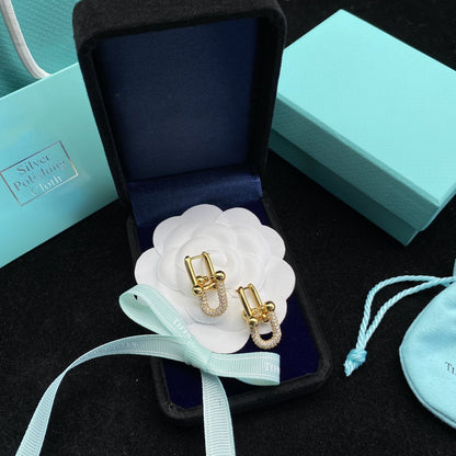 [Hevara Jewelry]HARDWEAR LINK DIAMOND GOLD EARRINGS