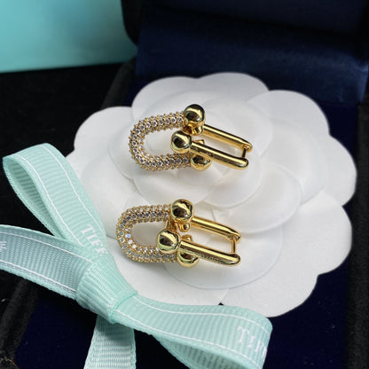 [Hevara Jewelry]HARDWEAR LINK DIAMOND GOLD EARRINGS