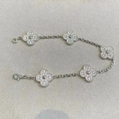 [⭐Hevara Jewelry] CLOVER 5 MOTIF FULL DIAMOND BRACELET COLLECTION