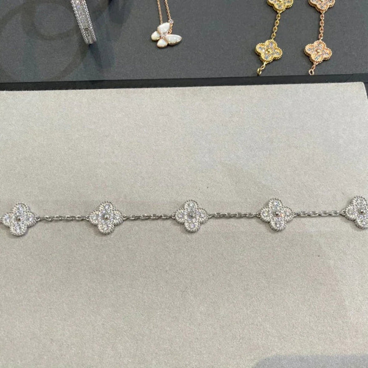 [⭐Hevara Jewelry] CLOVER 5 MOTIF FULL DIAMOND BRACELET COLLECTION