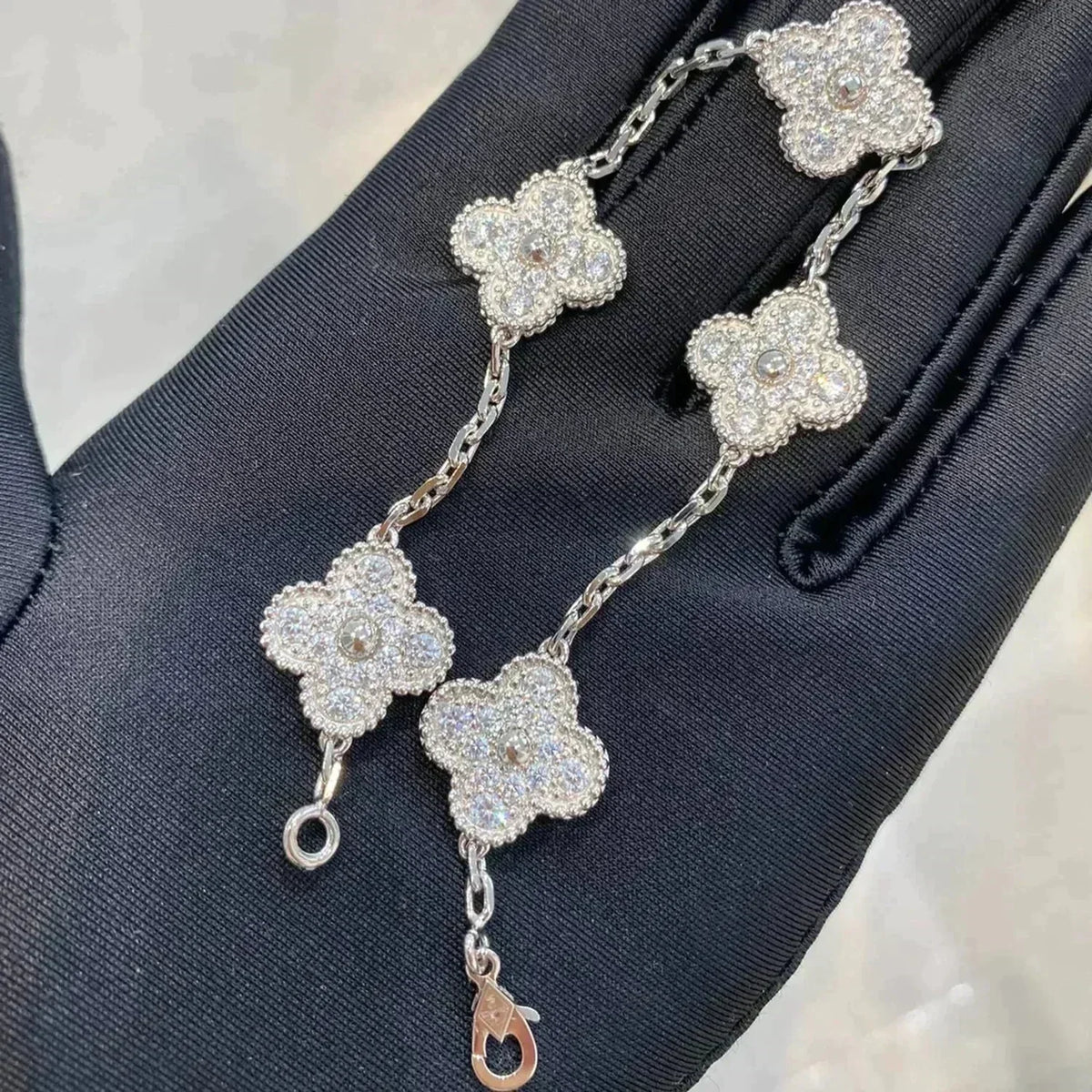 [⭐Hevara Jewelry] CLOVER 5 MOTIF FULL DIAMOND BRACELET COLLECTION
