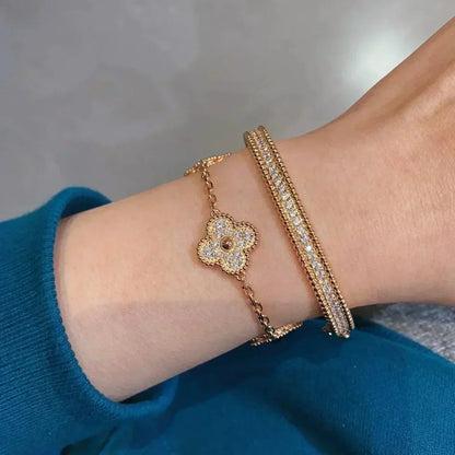 [⭐Hevara Jewelry] CLOVER 5 MOTIF FULL DIAMOND BRACELET COLLECTION