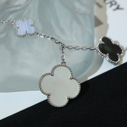 [⭐Hevara Jewelry]CLOVER BRACELET 5 MOTIFS MOP CHALCEDONY SILVER