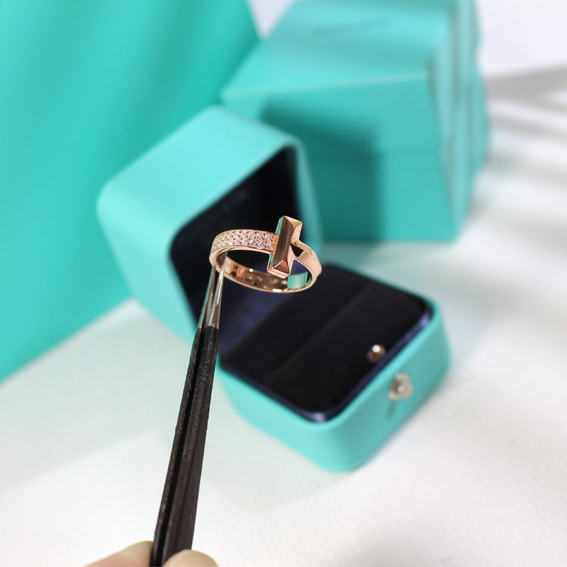 [Hevara Jewelry]T1 NARROW DIAMOND PINK GOLD RING