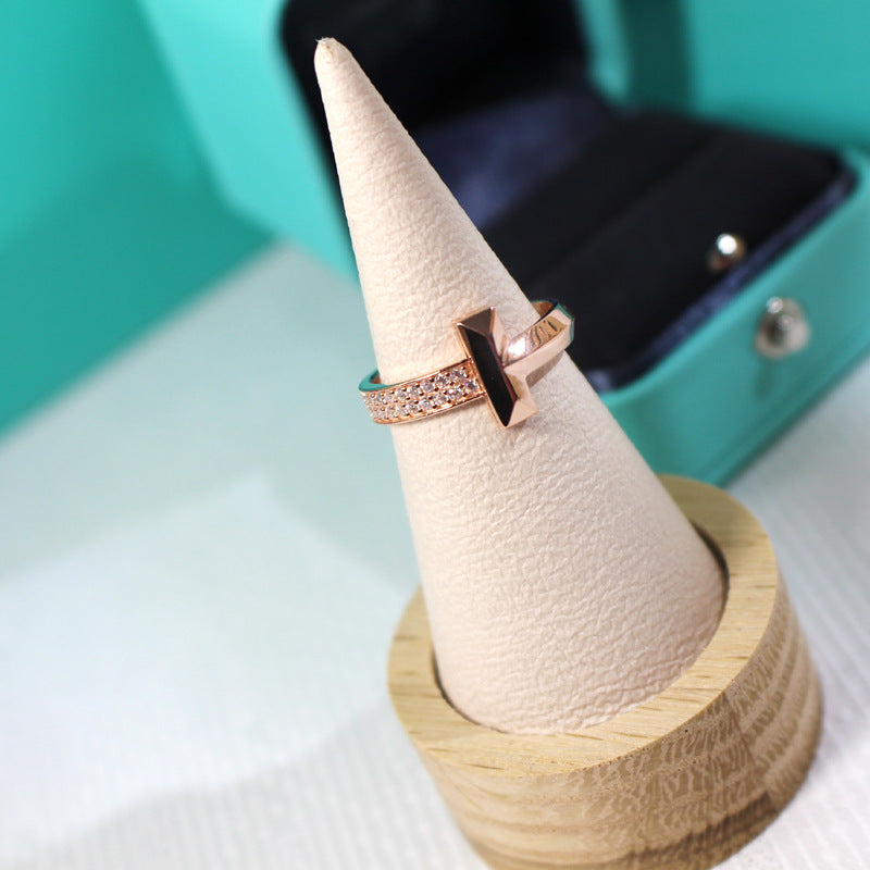 [Hevara Jewelry]T1 NARROW DIAMOND PINK GOLD RING