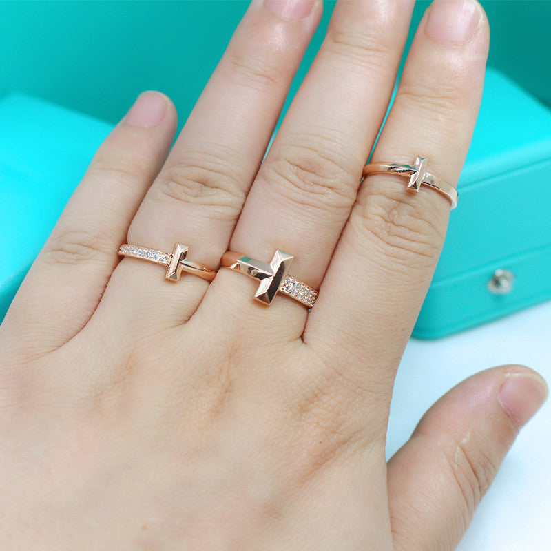 [Hevara Jewelry]T1 NARROW DIAMOND PINK GOLD RING