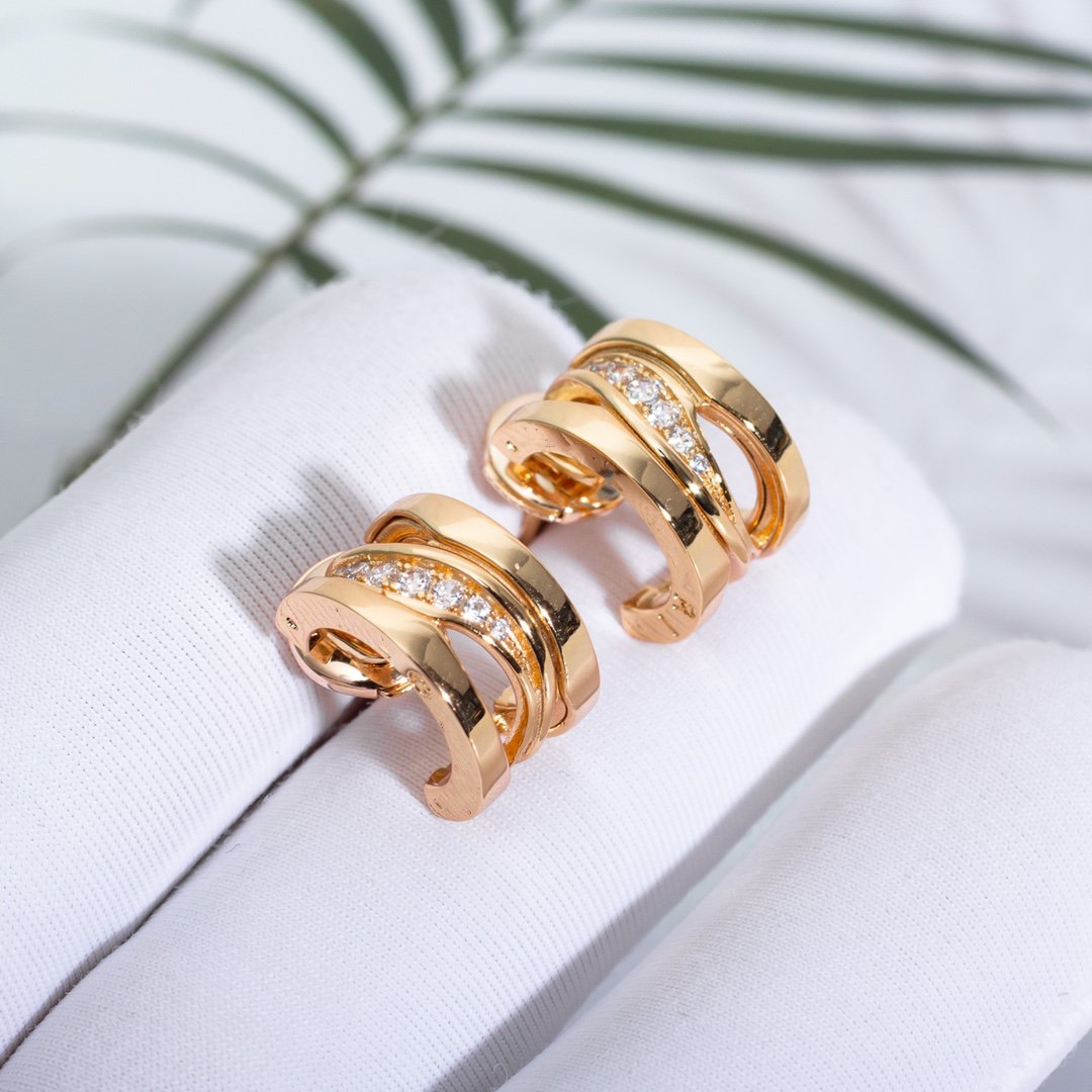 [⭐Hevara Jewelry]ZERO 1 PINK GOLD DIAMONDS EARRINGS