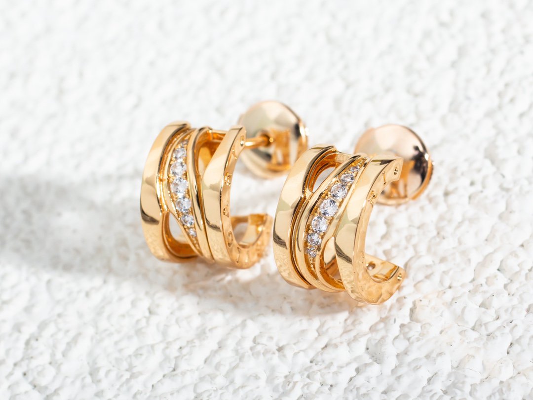 [⭐Hevara Jewelry]ZERO 1 PINK GOLD DIAMONDS EARRINGS