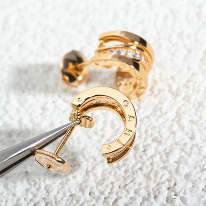 [⭐Hevara Jewelry]ZERO 1 PINK GOLD DIAMONDS EARRINGS