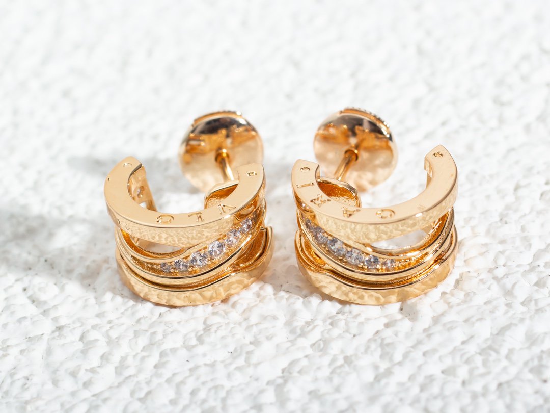 [⭐Hevara Jewelry]ZERO 1 PINK GOLD DIAMONDS EARRINGS