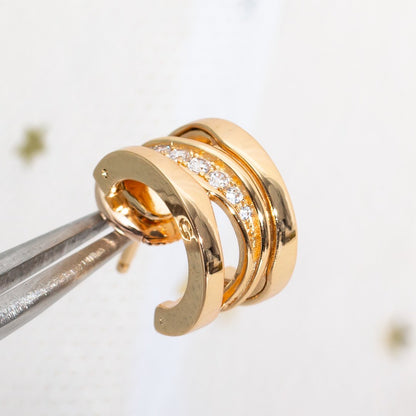 [⭐Hevara Jewelry]ZERO 1 PINK GOLD DIAMONDS EARRINGS