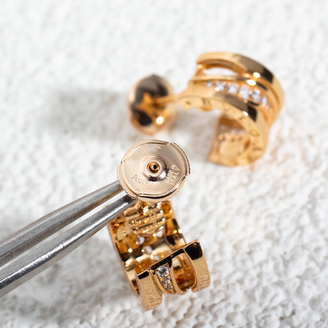 [⭐Hevara Jewelry]ZERO 1 PINK GOLD DIAMONDS EARRINGS