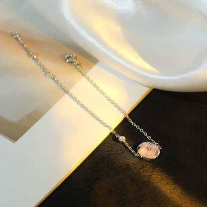 [⭐Hevara Jewelry]SUN MOTIF PINK MOP SILVER BRACELET