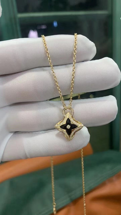 [⭐Hevara Jewelry]STAR PEDANT PINK GOLD DIAMOND NECKLACE