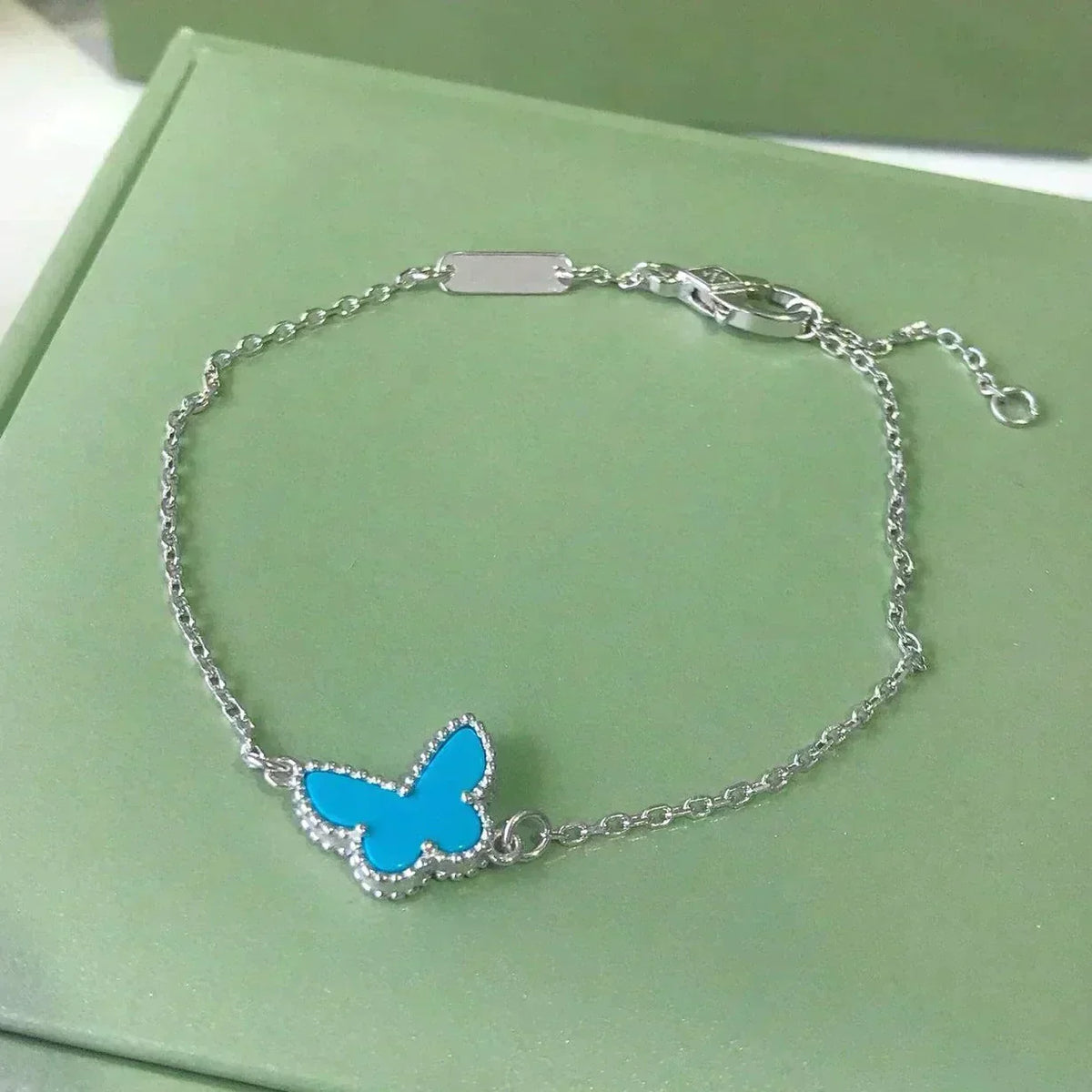 [⭐Hevara Jewelry]BUTTERFLY TURQUOISE BUTTERFLY BRACELET SILVER