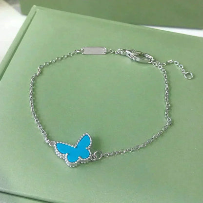 [⭐Hevara Jewelry]BUTTERFLY TURQUOISE BUTTERFLY BRACELET SILVER