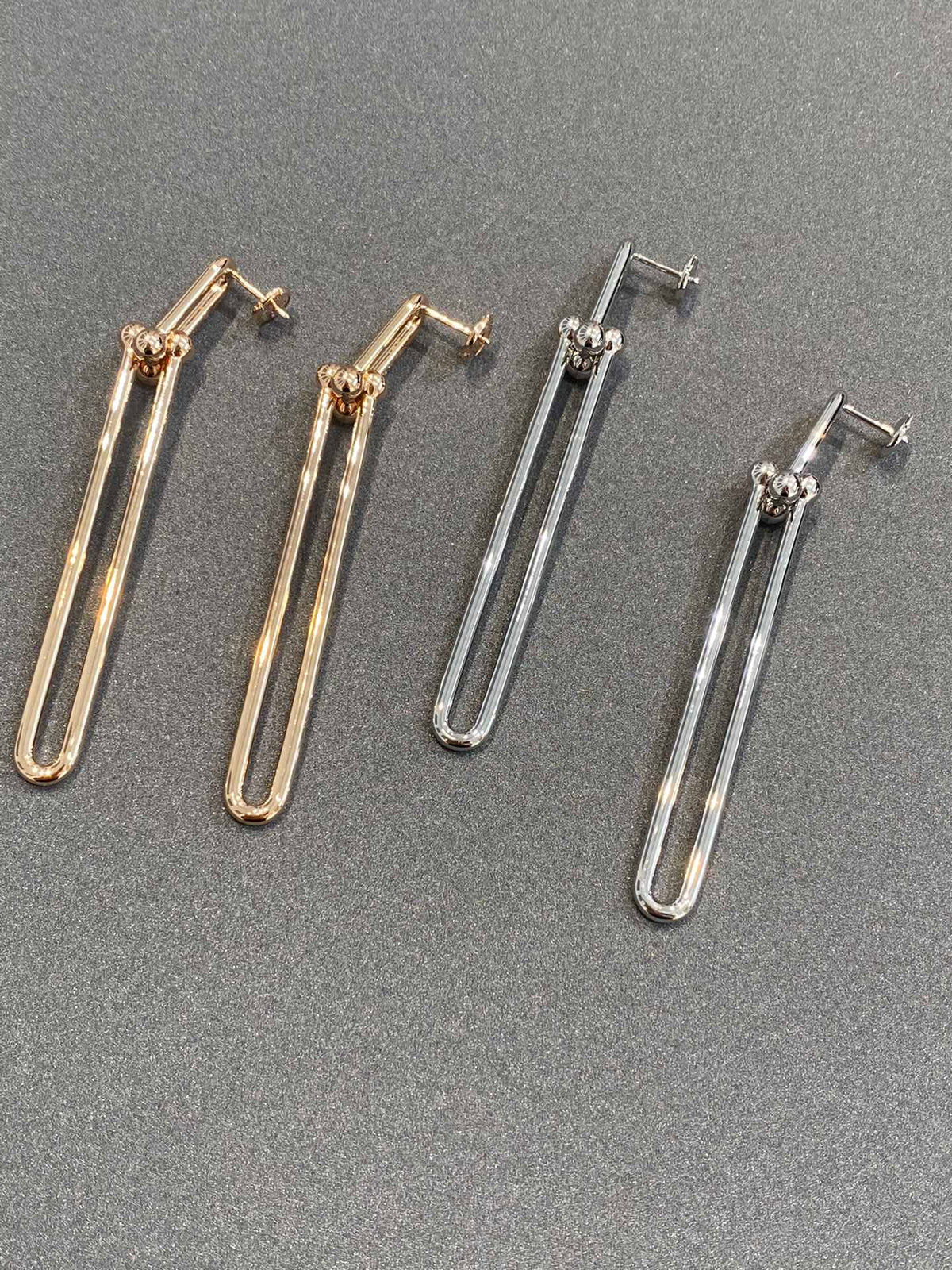[Hevara Jewelry]HARDWEAR DOUBLE LONG LINK EARRINGS