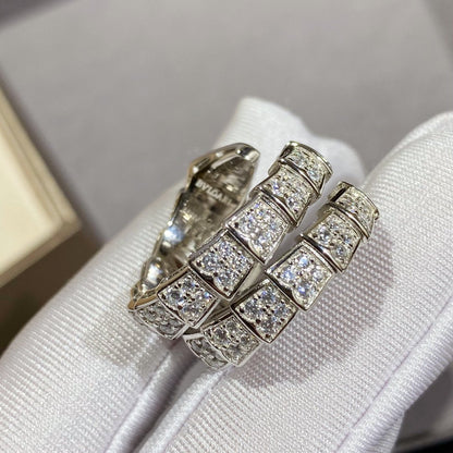 [⭐Hevara Jewelry]SERPENTI DOUBLE RING SILVER DIAMOND PAVED