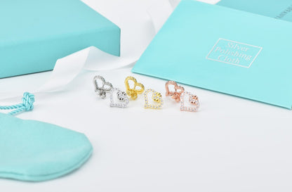 [Hevara Jewelry]OPEN HEART STUD DIAMOND EARRINGS