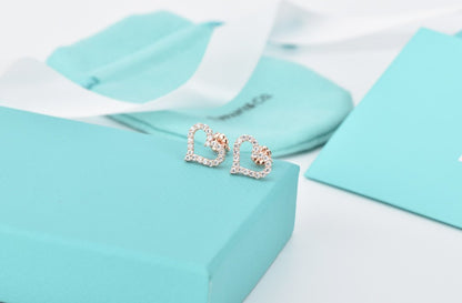 [Hevara Jewelry]OPEN HEART STUD DIAMOND EARRINGS