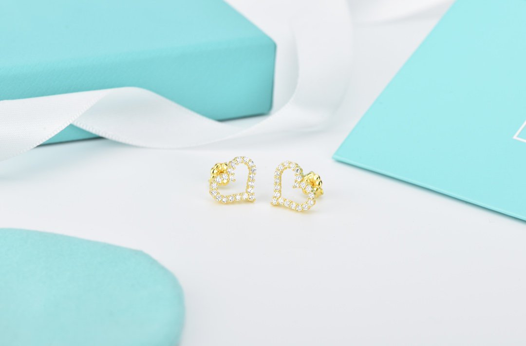 [Hevara Jewelry]OPEN HEART STUD DIAMOND EARRINGS
