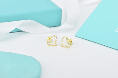 [Hevara Jewelry]OPEN HEART STUD DIAMOND EARRINGS