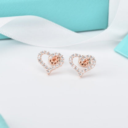 [Hevara Jewelry]OPEN HEART STUD DIAMOND EARRINGS