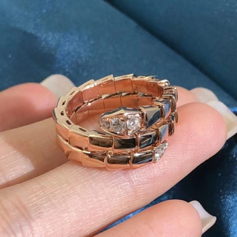 [⭐Hevara Jewelry]SERPENTS DOUBLE ROW DIAMOND RING