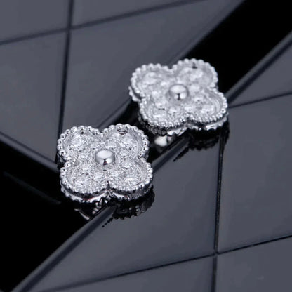 [⭐Hevara Jewelry]CLOVER 1 MOTIFS DIAMOND STUD EARRINGS SILVER