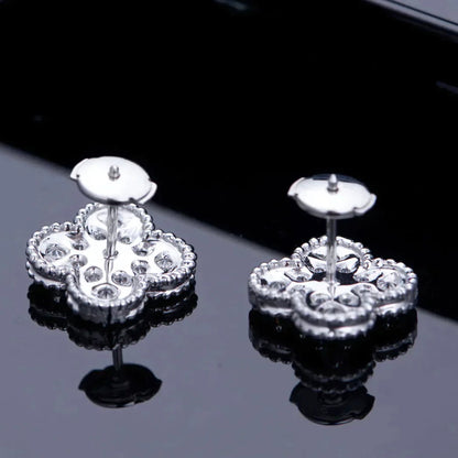 [⭐Hevara Jewelry]CLOVER 1 MOTIFS DIAMOND STUD EARRINGS SILVER