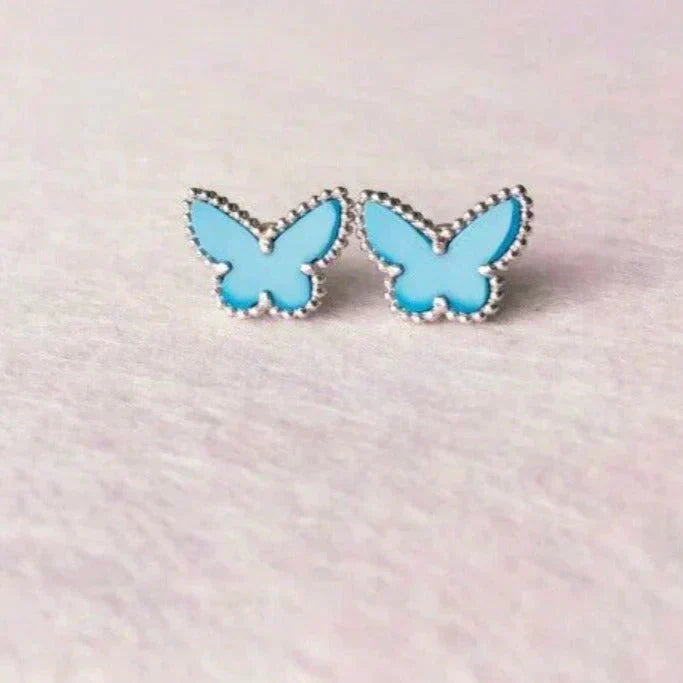[⭐Hevara Jewelry]BUTTERFLY TURQUOISE EARRINGS SILVER
