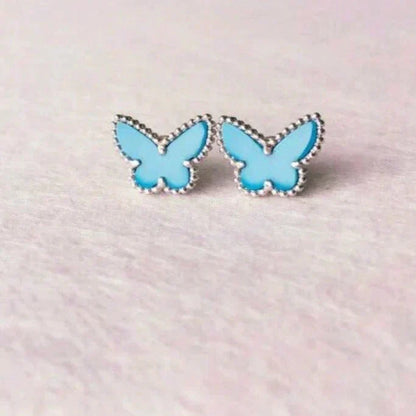 [⭐Hevara Jewelry]BUTTERFLY TURQUOISE EARRINGS SILVER
