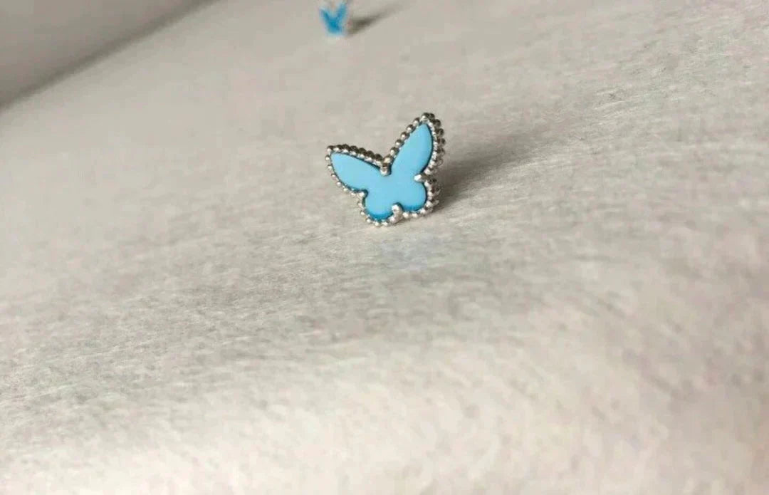 [⭐Hevara Jewelry]BUTTERFLY TURQUOISE EARRINGS SILVER