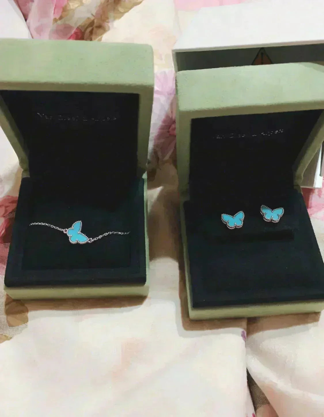 [⭐Hevara Jewelry]BUTTERFLY TURQUOISE EARRINGS SILVER