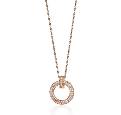 [Hevara Jewelry]T CIRCLE PEDANT DIAMOND NECKLACE